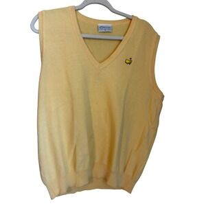 Masters Collection‎ Mens XL Yellow V-Neck Sweater Vest Golf Logo Preppy Luxury